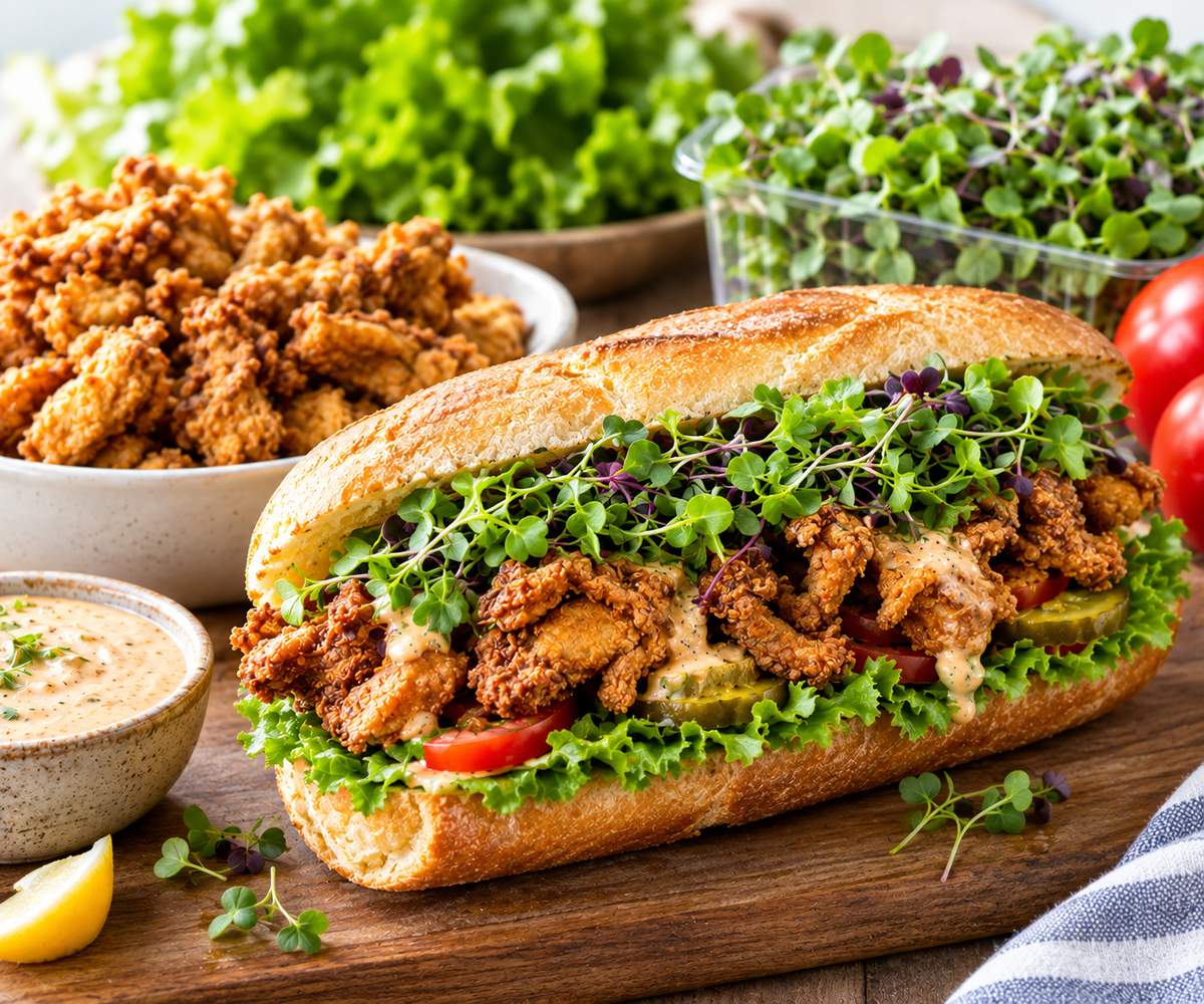 Crispy Vegan Po’boy with Fresh Greens