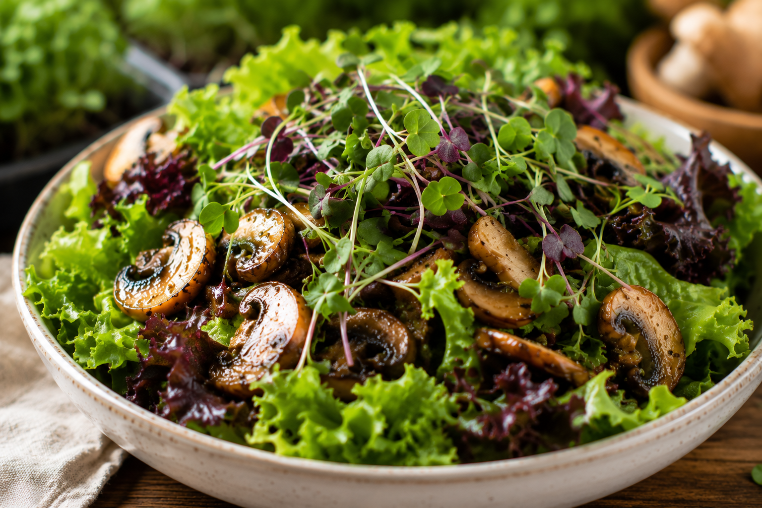 Healthy Gourmet Oyster Mushroom and Microgreens Salad Recipe: Farm-Fresh Flavor from Chris & Camille's Family Farm
