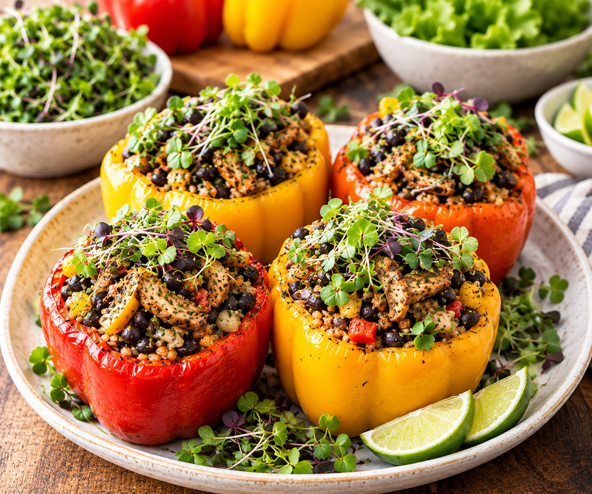 Vegan Cajun Oyster Mushroom Stuffed Peppers